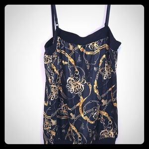 💕Black and gold print spaghetti strap top💕